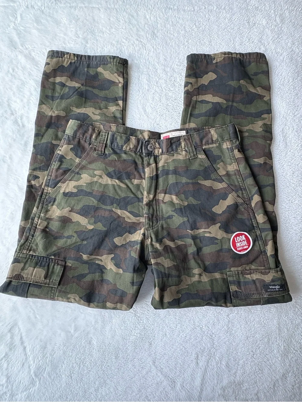 Wrangler Camo Fleece Lined Cargo Pants